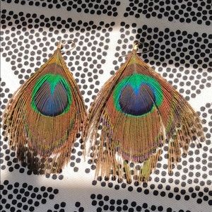 Peacock feathers earrings